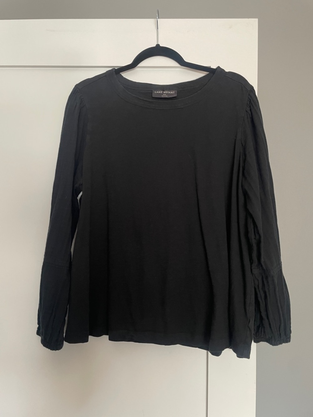 Lane Bryant Black Long-Sleeve Crewneck Top
